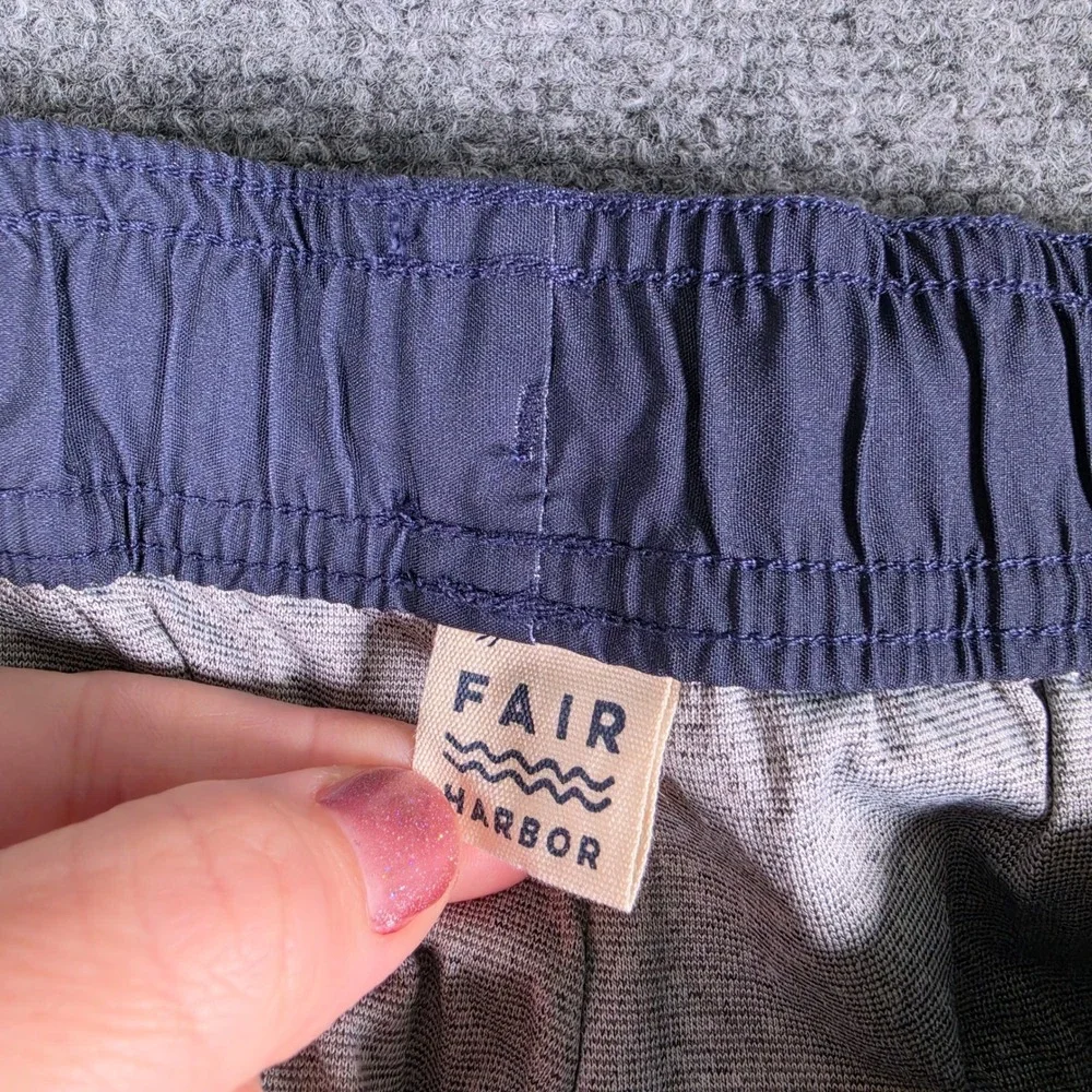 Fair Harbor Anchor Swim Trunks Men XXL Blue Geometric‎ Recycled Stretch Shorts